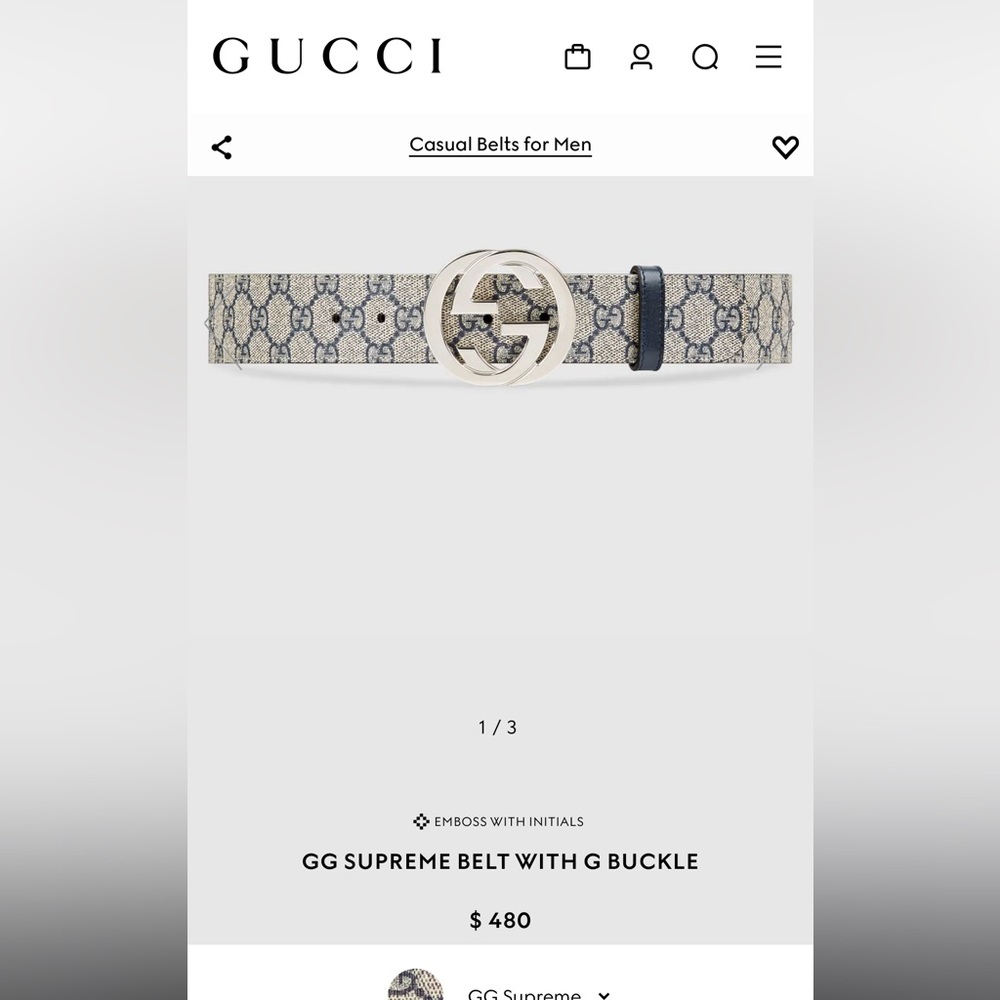 Gucci Monogram Belt Size 95CM